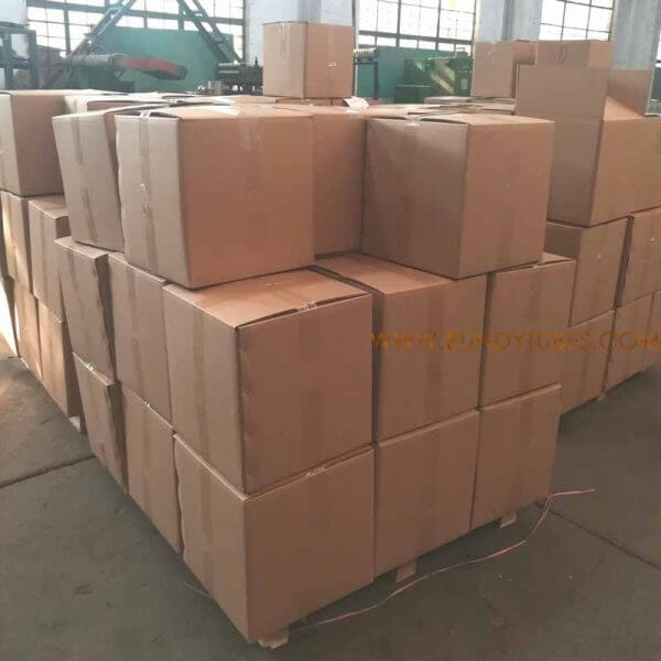 Steel brake line coils packed in carton box
