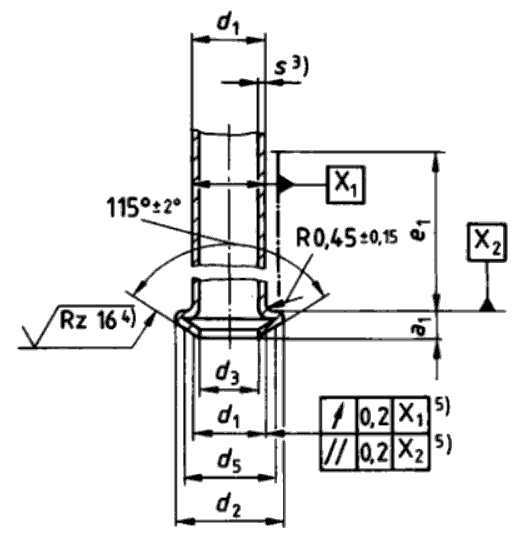 Embocadura de tubo de freno DIN 74234, forma F