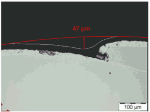 Figure 2 Depth of the top coat seam recess