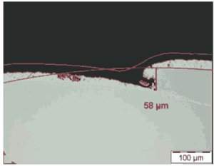 Figure 3 Measurement of the depth of the seam recess